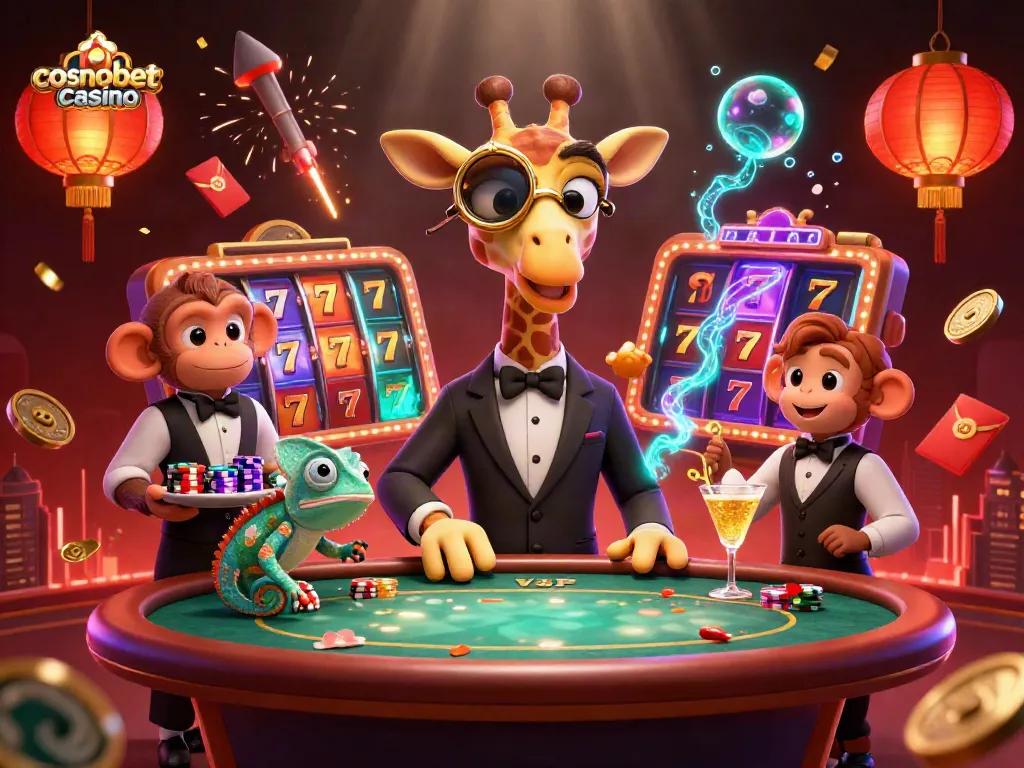 Experience the excitement of cosmobet casino with vibrant slots, playful characters, and dynamic action.