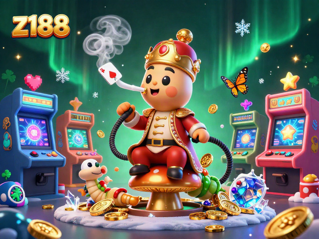 Experience thrilling gameplay at z188 with vibrant 3D casino visuals and poker hand symbols.