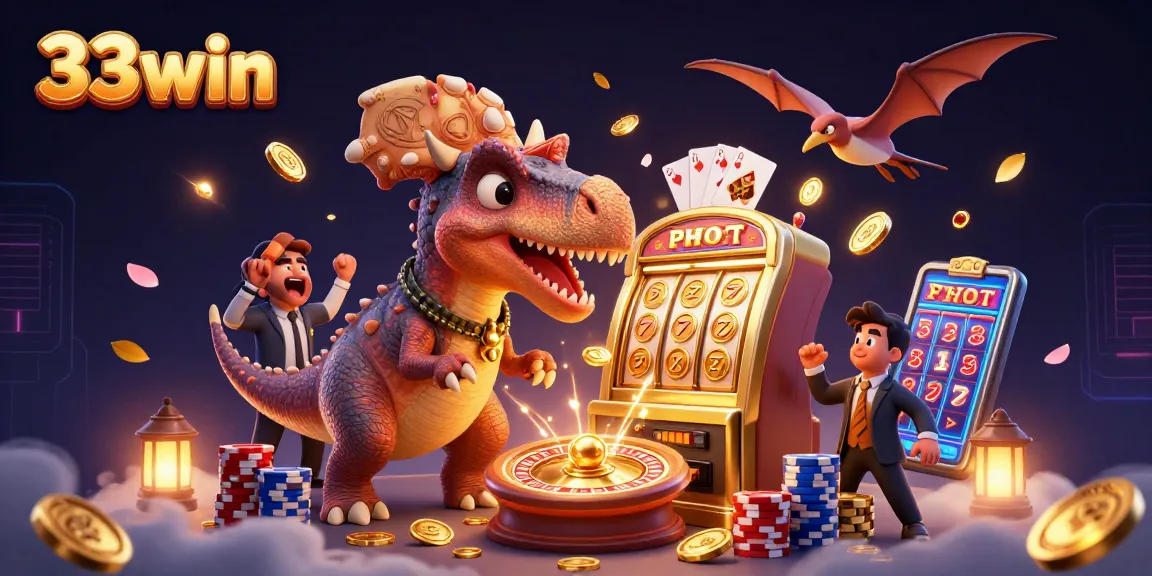 Experience thrilling jackpots at 33win with lively characters in an animated casino scene.